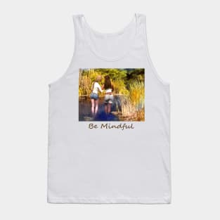 Two women girls wading in pond zen yoga buddhism Tank Top